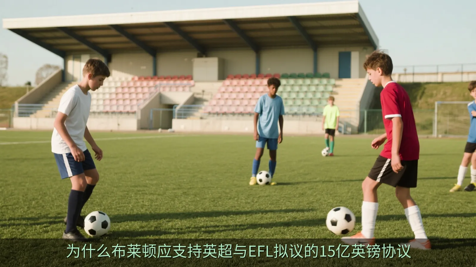 年轻球员在足球训练场训练